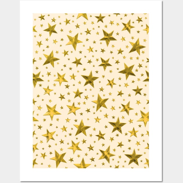 Gold Star Pattern Wall Art by Velvet Earth